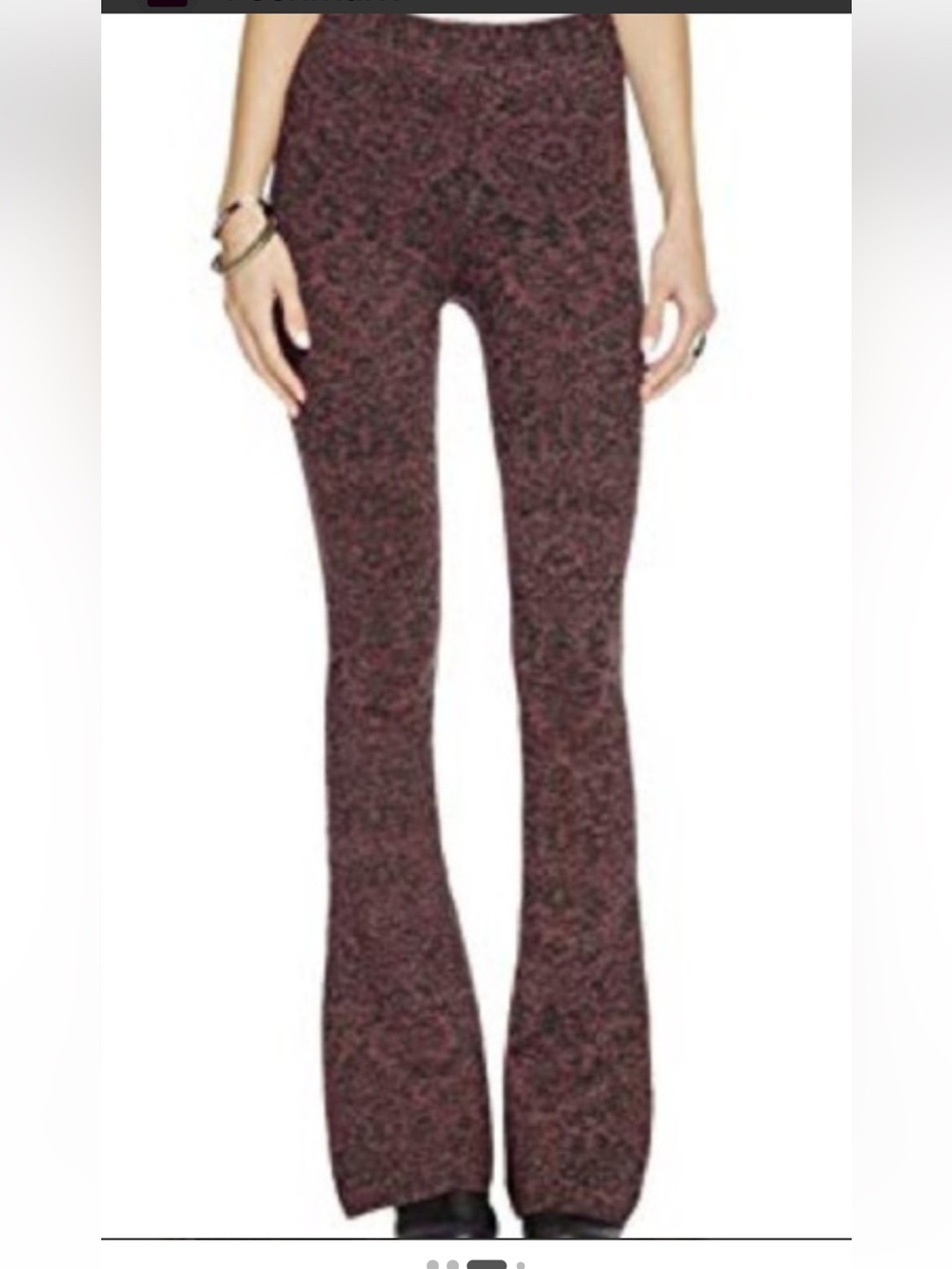 Free People Maroon Patterned Flare Pants Size Large with Partial tags